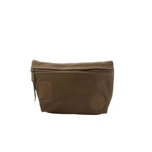 Carlos Falchi Womens Zip Front Circle Logo Small Leather Pouch Handbag Brown